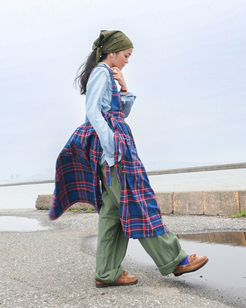 <販売開始 9月19日 金曜日 21:00 〜> INDIGO Tartan Apron Dress / Red・Blue